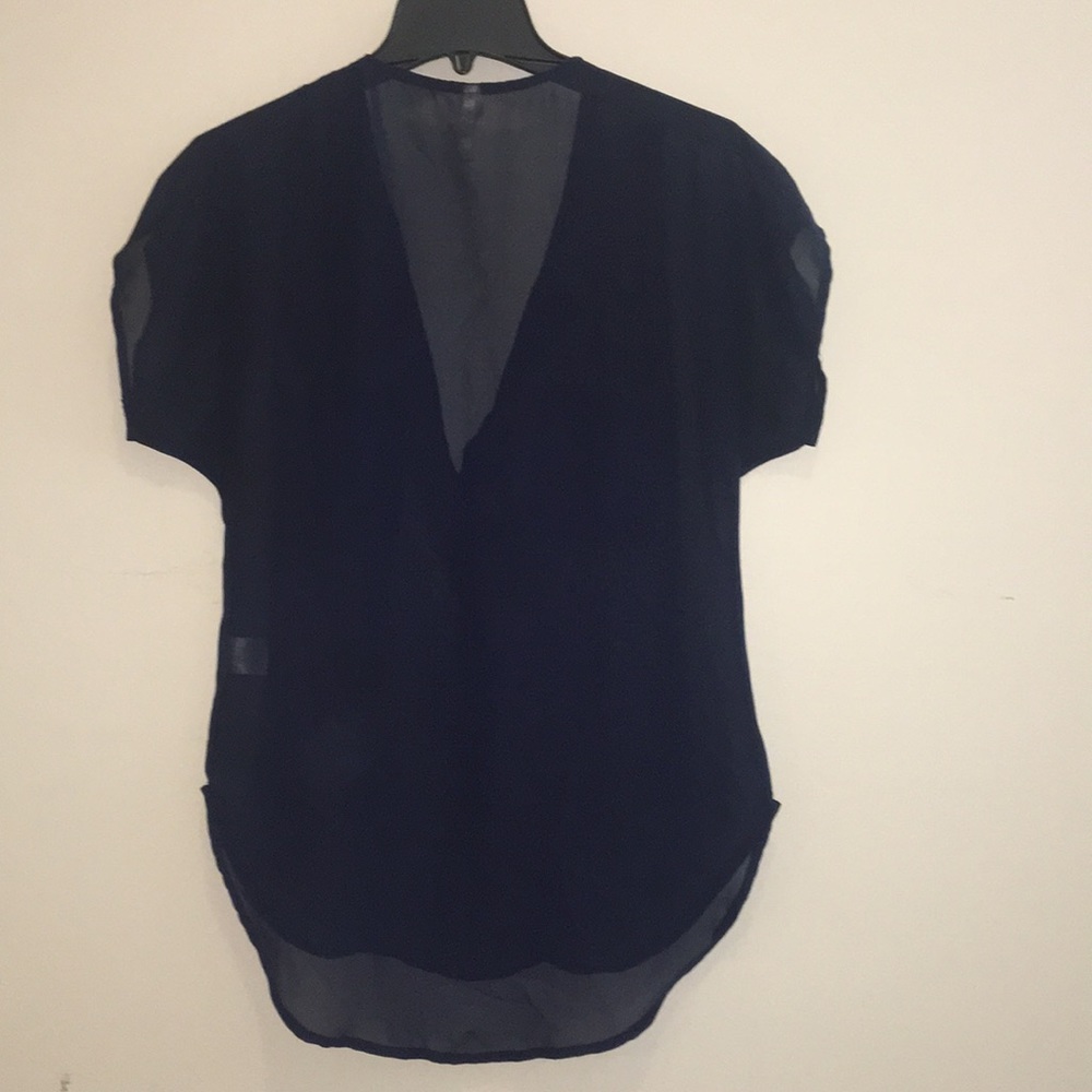 💥DONATING WEDNESDAY 💥Sheer Navy Blue Blouse - Picture 3 of 4